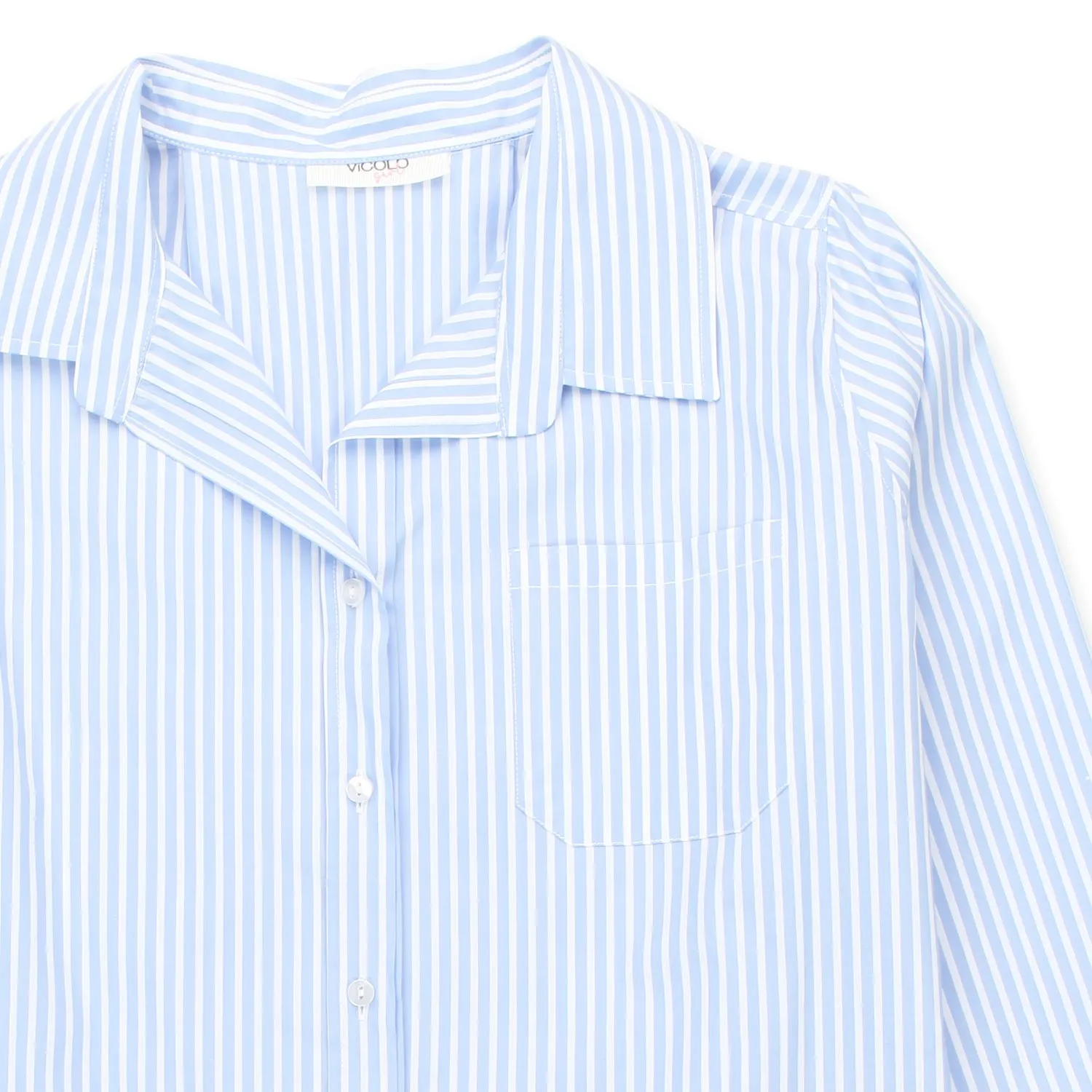 Camicia Oversize Bianca E Azzurra A Righe