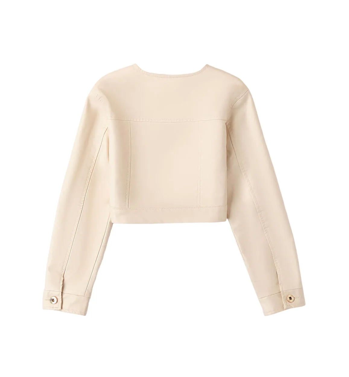 iDo giubbino crop in ecopelle con zip beige