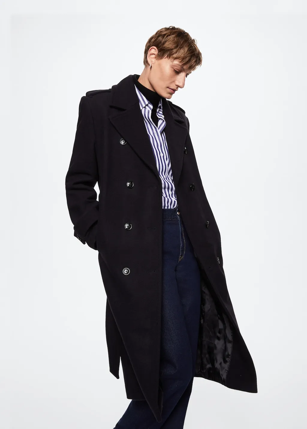 Trench lana vergine oversize