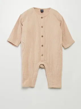 Tuta lunga in garza di cotone - BEIGE