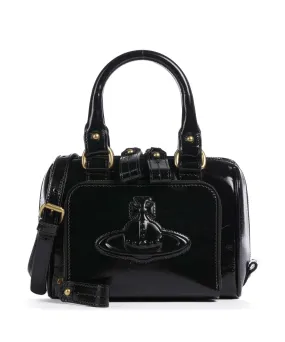  Vivienne Westwood Chelsea Shiny Small Borsa a tracolla pelle di pecora nero  